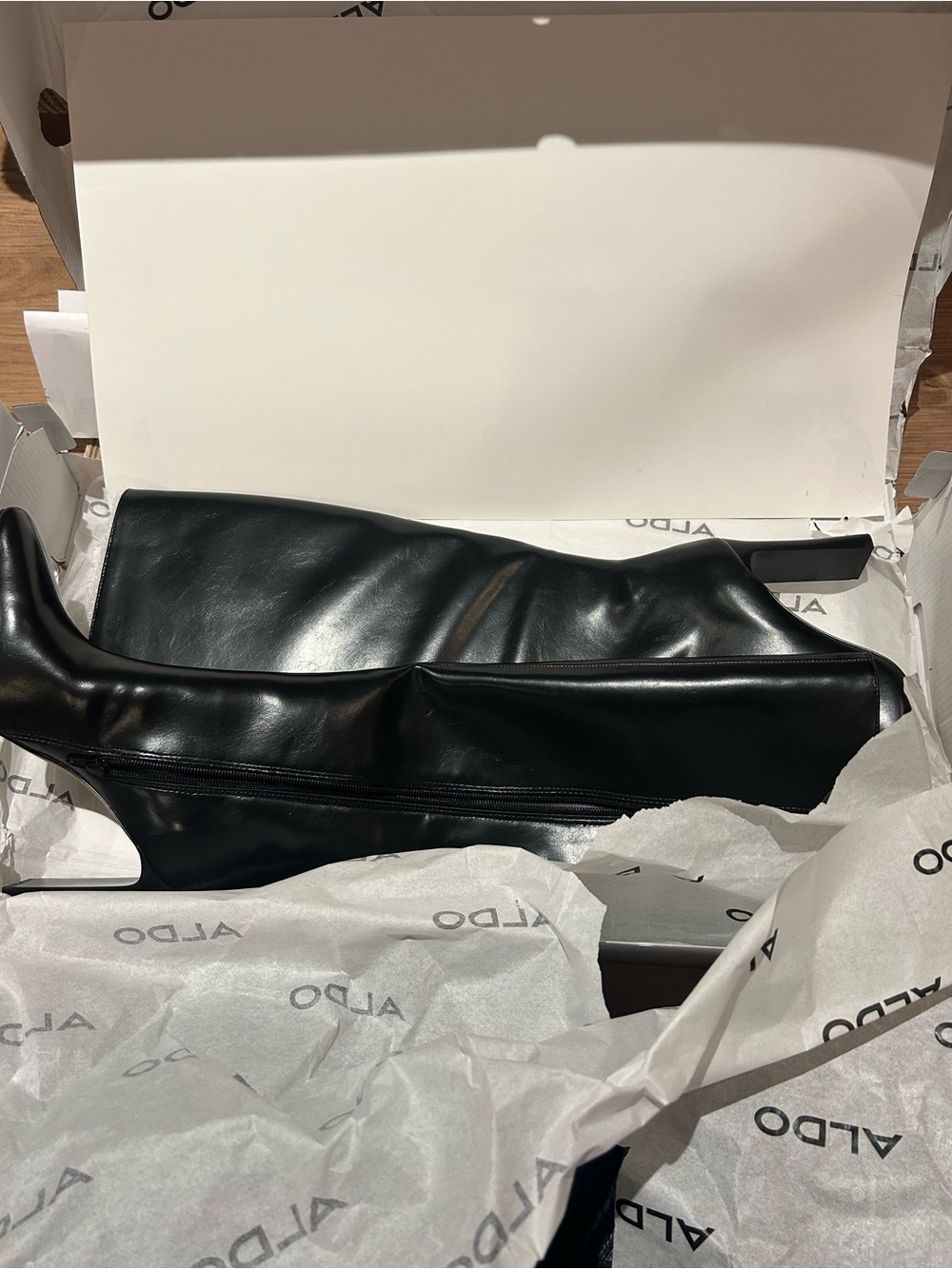Aldo Black Over-the-Knee Stretch Leather Boots